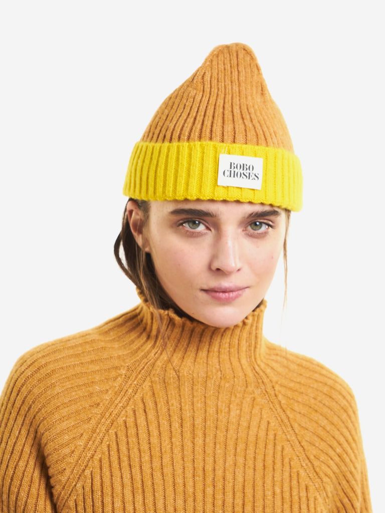 Color Block Beanie in Curry by Bobo Choses