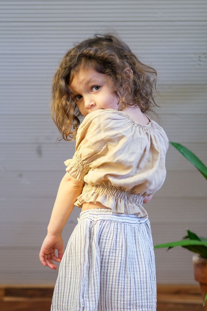 Flora Organic Linen Crop Top in Sand by My Little Cozmo