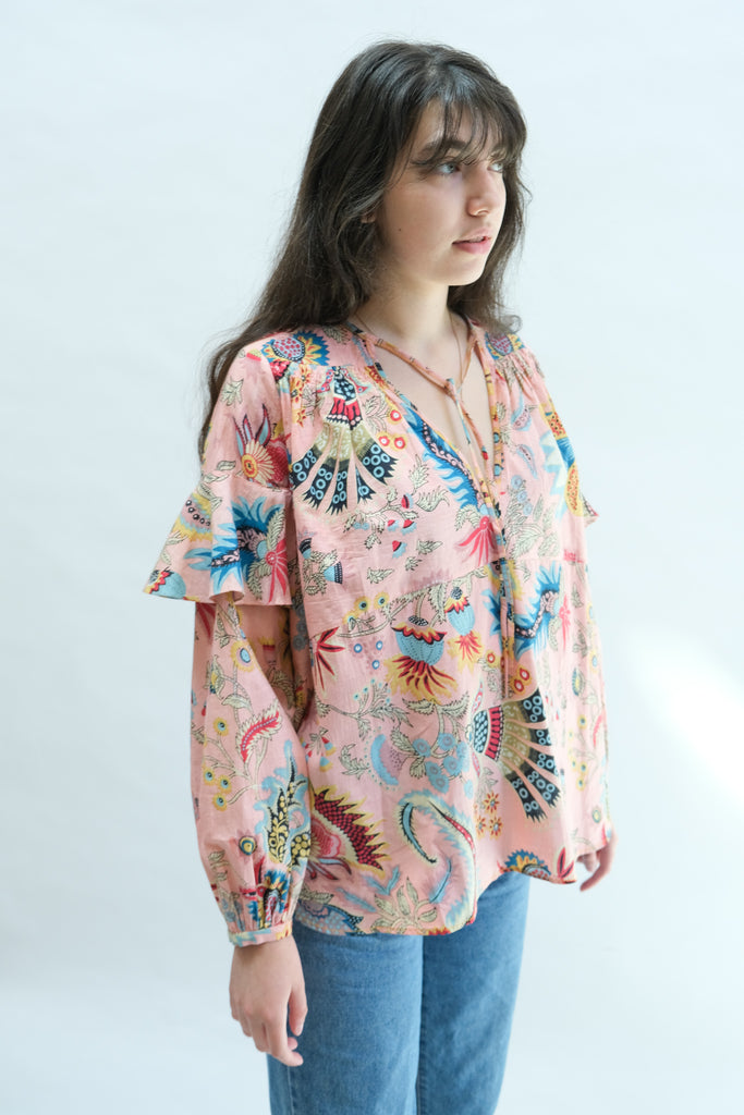 Willow Top in Peach Tapestry Floral