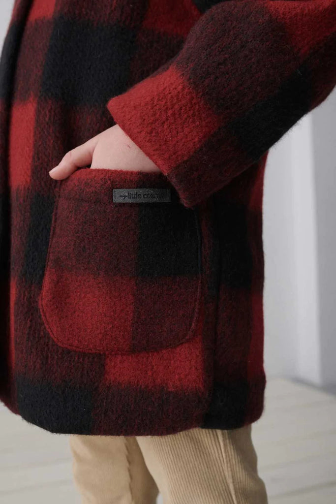 Wool Coat in Red Plaid by My Little Cozmo