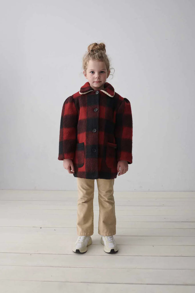 Wool Coat in Red Plaid by My Little Cozmo